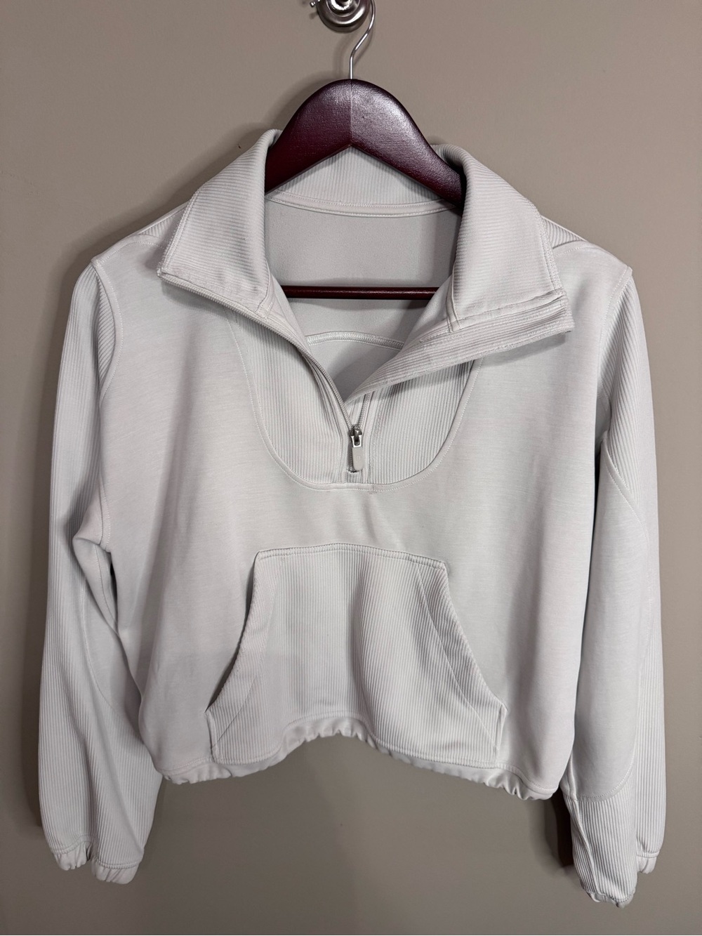 lululemon Brushed Ribbed Softstreme 1/4 Zip Pullover White Size 6
